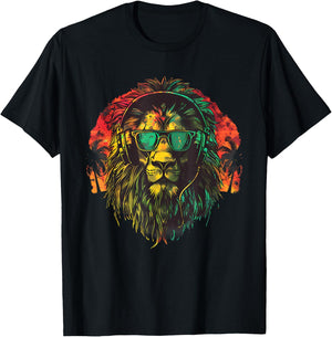 Rasta Reggae Music Headphones Lion Of Judah Jamaican Music T-Shirt - T-Shirt | Black