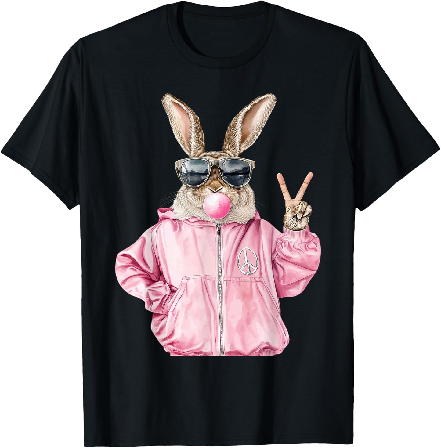 Cool Funny Easter Bunny Women Graphic for Girls T-Shirt - T-Shirt | Black