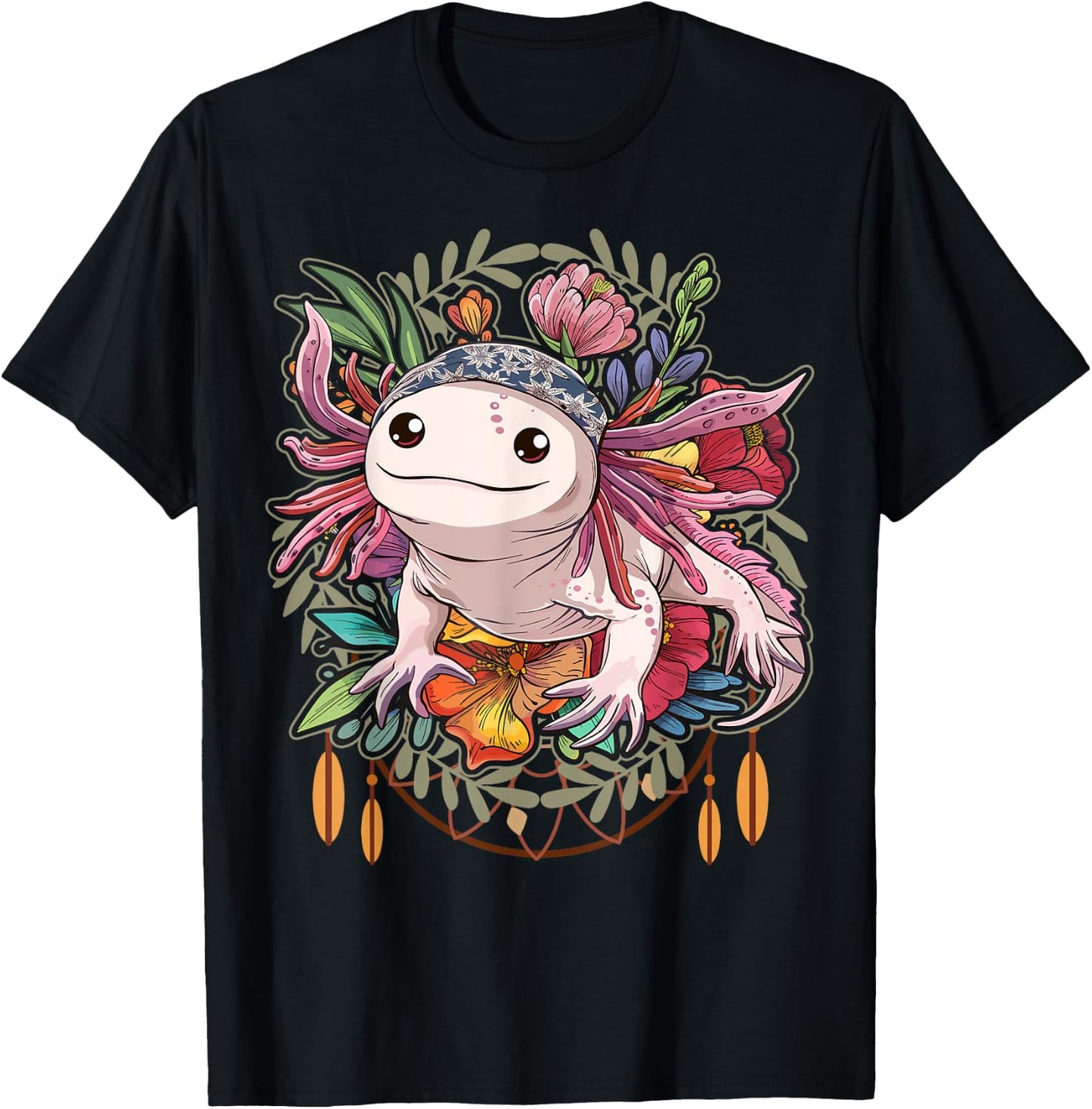 Axolotl Shirt Axolotl Shirts For Girls Women Boho Axolotl T-Shirt - T-Shirt | Black
