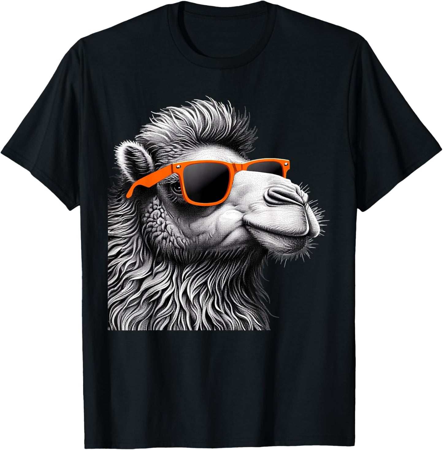 Cool Camel Wearing Sunglasses Graphic Art T-Shirt - T-Shirt | Black