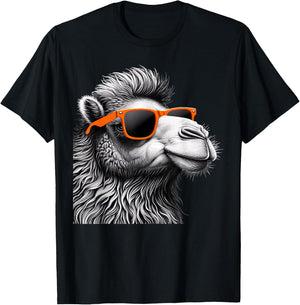 Cool Camel Wearing Sunglasses Graphic Art T-Shirt - T-Shirt | Black