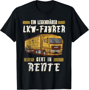 Männer Geschenk für LKW Fahrer zum Ruhestand Rentner Trucker Ein Legendärer LKW-Fahrer Geht In Rente Schwarz Klein Klassisch Trucker Halbarm T-Shirt - T-Shirt | Black