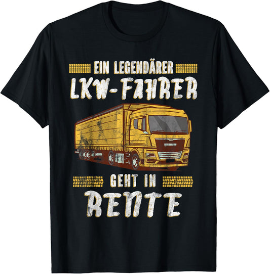 Männer Geschenk für LKW Fahrer zum Ruhestand Rentner Trucker Ein Legendärer LKW-Fahrer Geht In Rente Schwarz Klein Klassisch Trucker Halbarm T-Shirt - T-Shirt | Black