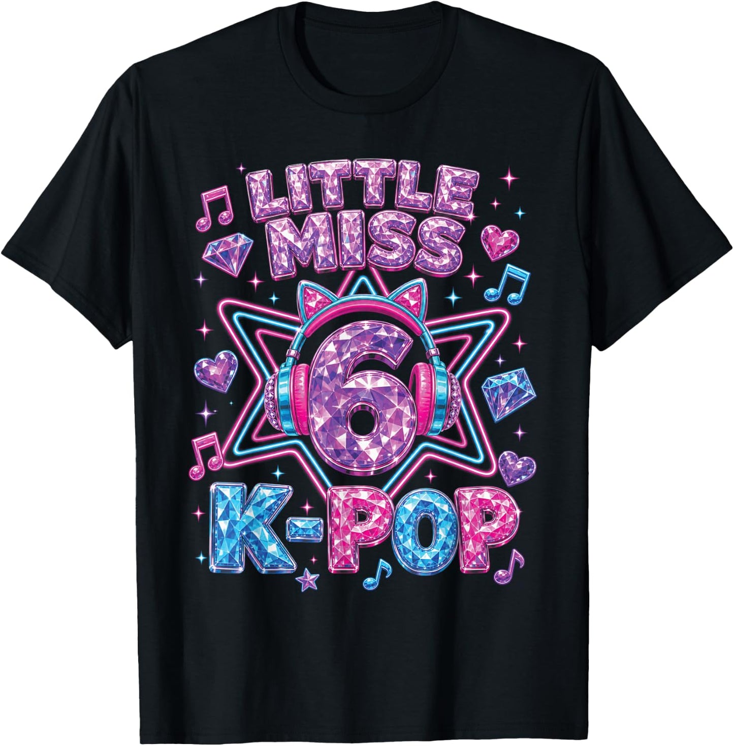 K-Pop 6. Geburtstag Mädchen 6 Jahre alt Mädchen T-Shirt - T-Shirt | Black