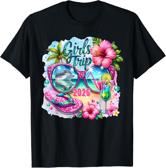 Girls Trip 2026 Aloha Hawaii Beach Summer Vacation Funny T-Shirt - T-Shirt | Black