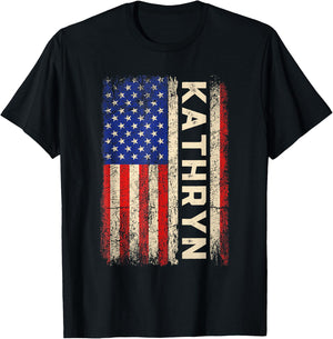 Kathryn First Name Shirt Kathryn Name American Flag T-Shirt - T-Shirt | Black