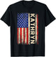 Kathryn First Name Shirt Kathryn Name American Flag T-Shirt - T-Shirt | Black