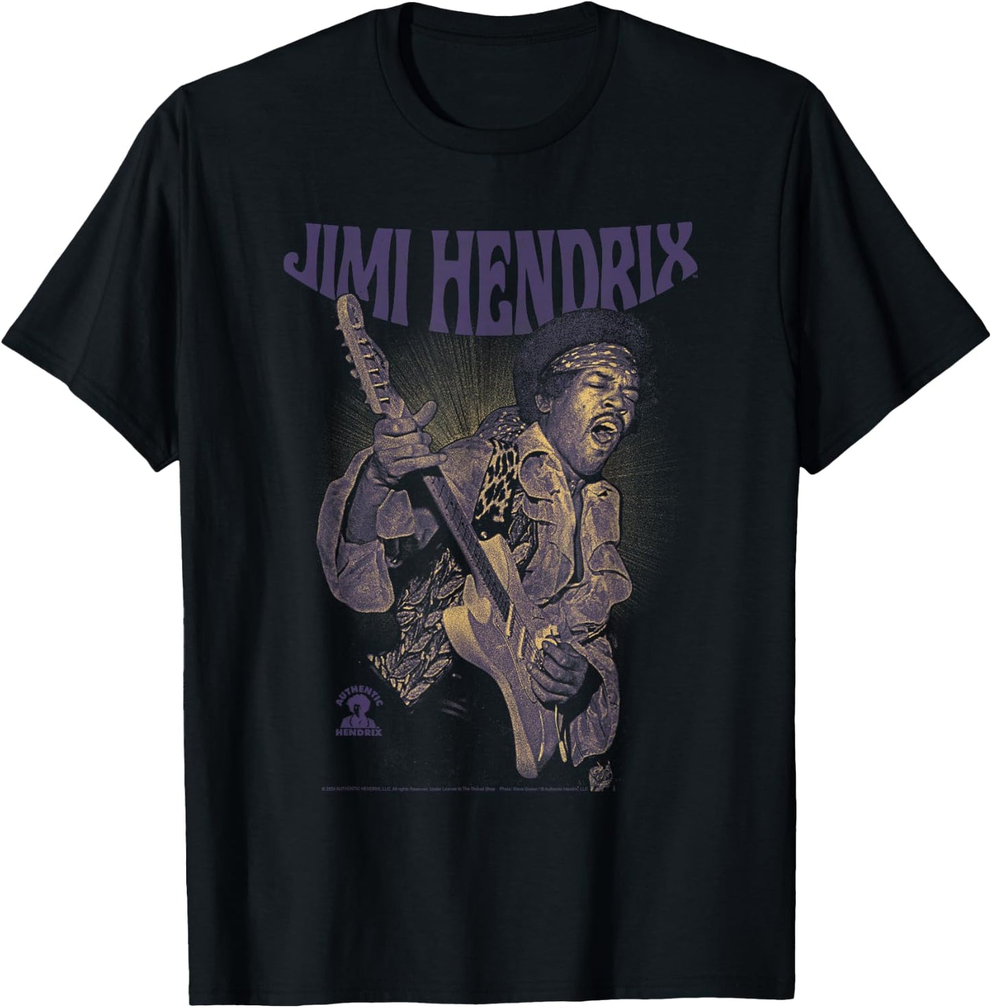 Ripple Junction x Jimi Hendrix Playing Guitar Purple Yellow, black T-Shirt - T-Shirt | Black