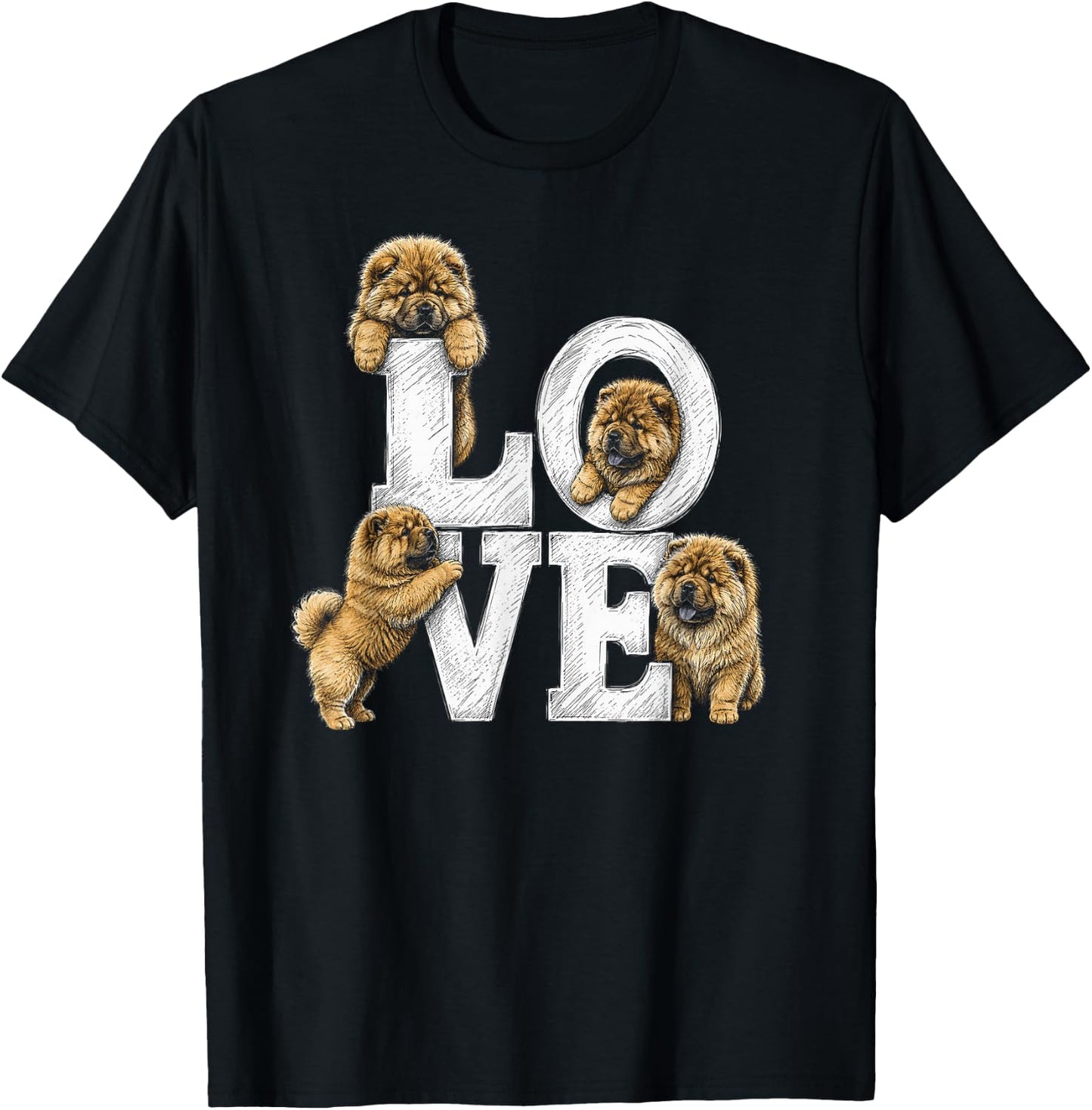 Chow Chow Love Artwork Design T-Shirt - T-Shirt | Black