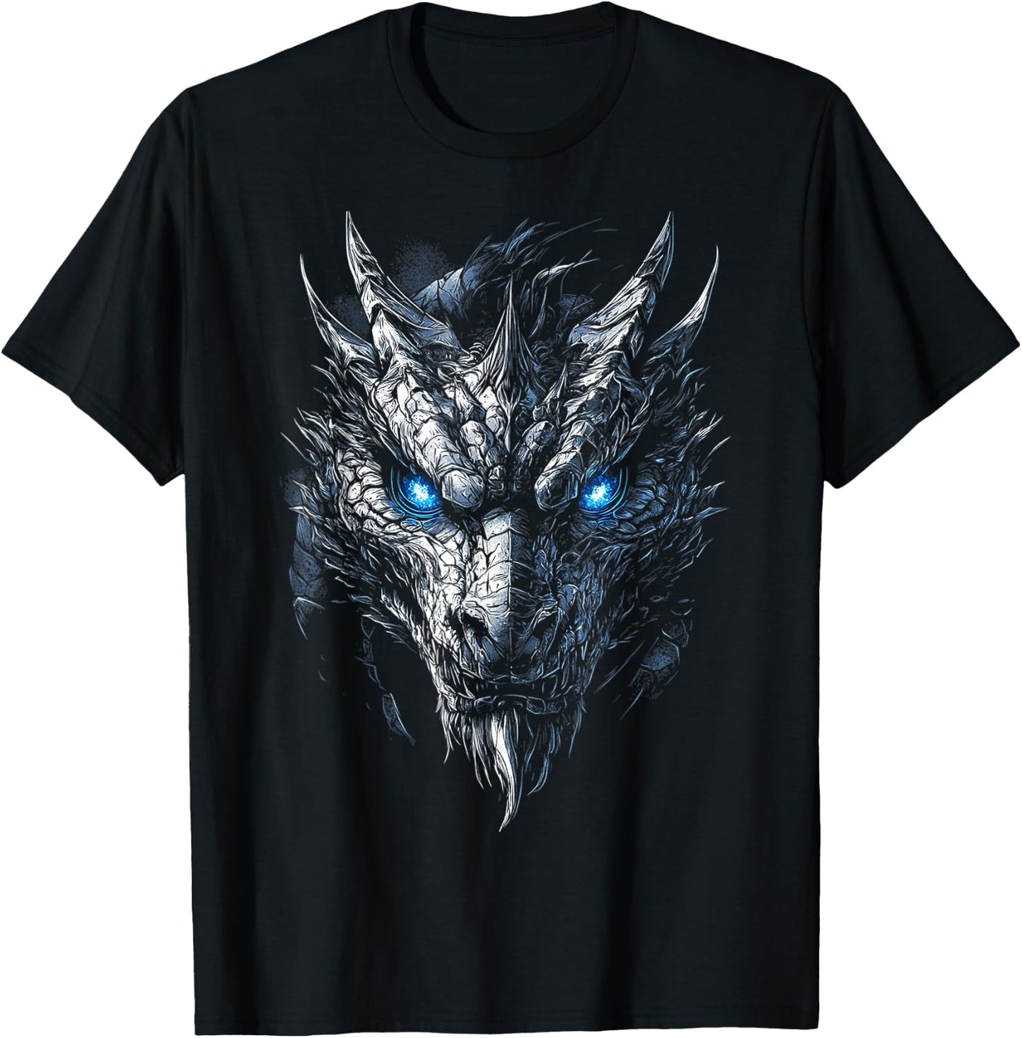 Dragon Ufo Graphic Blue Eyes Illustration Dragon , Black, S T-Shirt - T-Shirt | Black