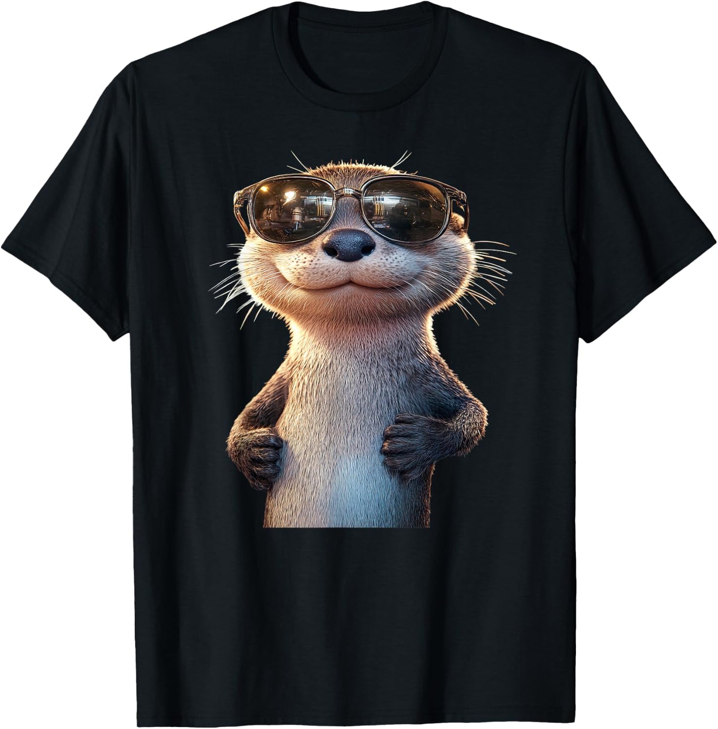 Otter with Sunglasses I Love Sea Otter Martres , Black, S T-Shirt - T-Shirt | Black