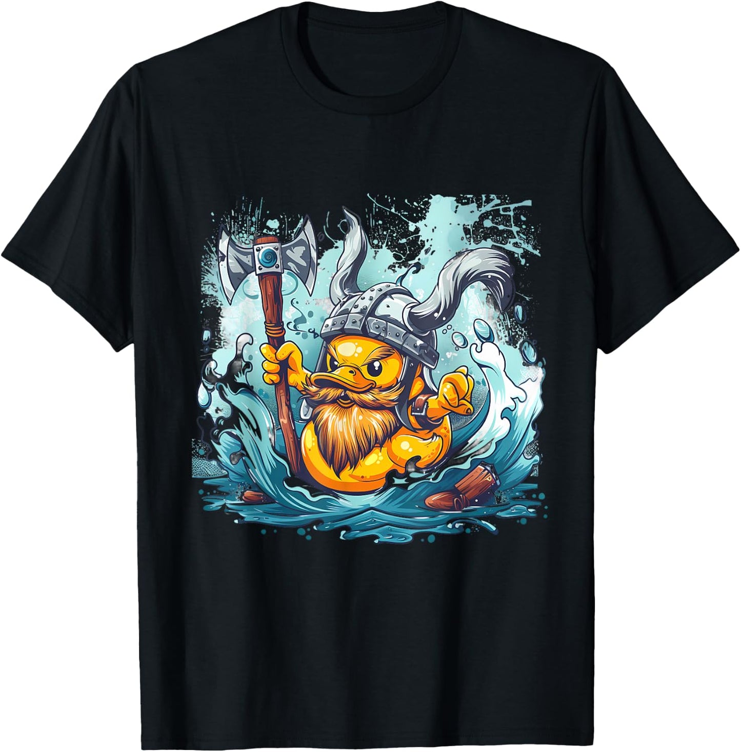 Rubber Duck Rubber Duckling Viking Helmet Viking Duck T-Shirt - T-Shirt | Black