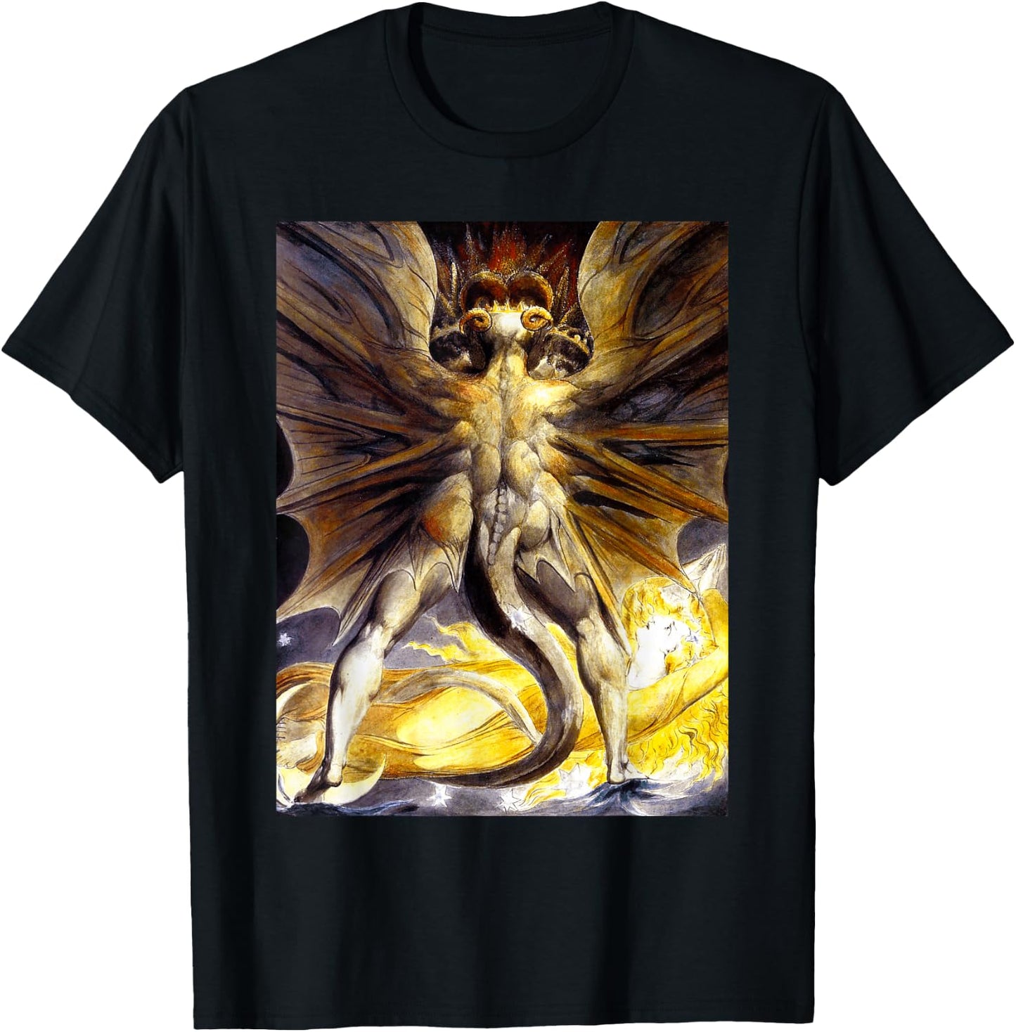 The Red Dragon and the Woman William Blake Romanticism Art T-Shirt - T-Shirt | Black
