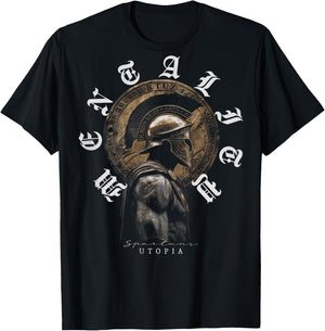Backprint Spartaner Helm Krieger Y2K Streetwear Damen Herren T-Shirt - T-Shirt | Black