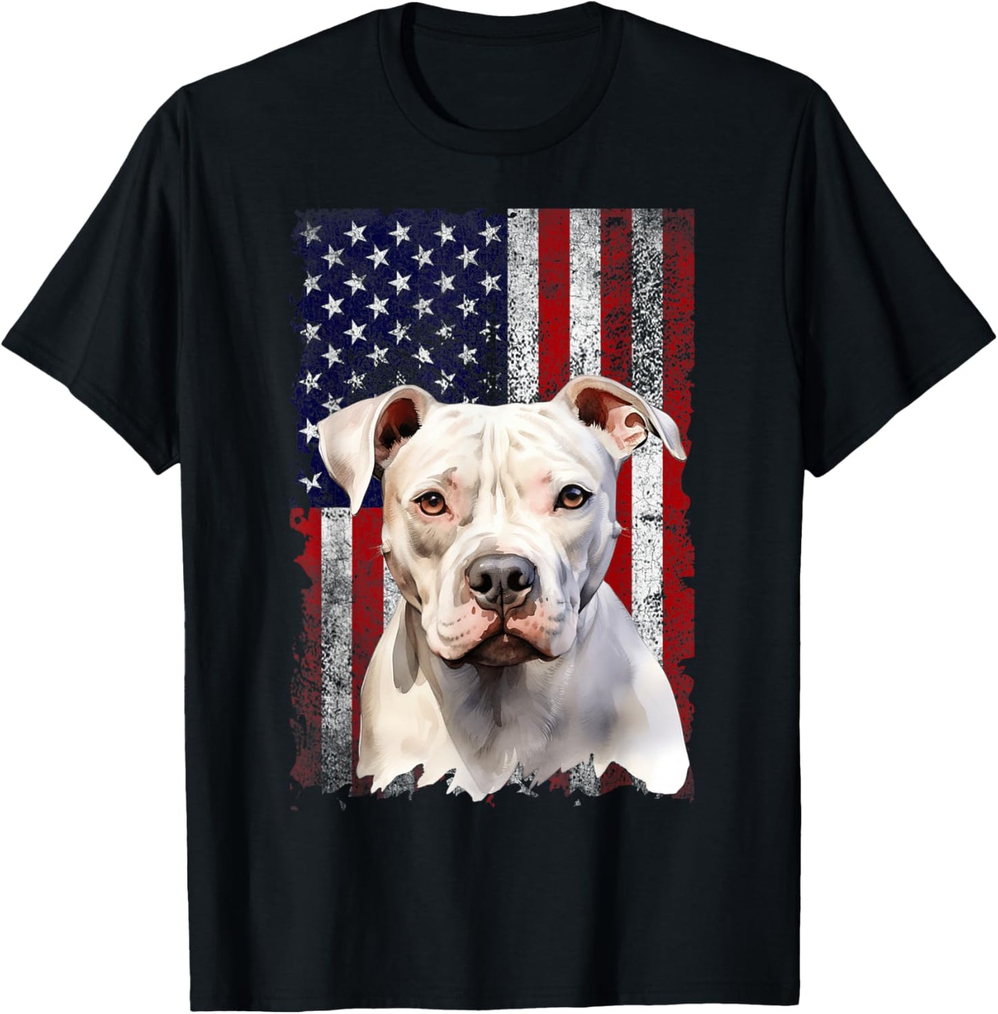 American Bulldog Dog 4th of July American Flag Patriotic Women Kids T-Shirt - T-Shirt | Black