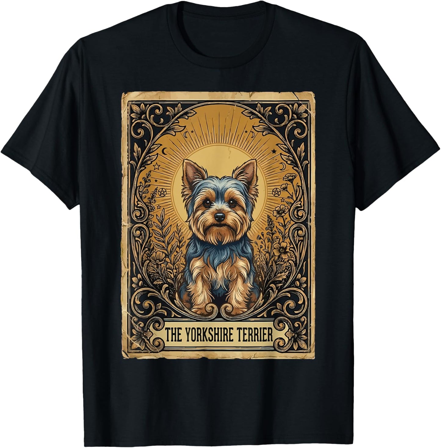 The Yorkshire Terrier Tarot Card T-Shirt - T-Shirt | Black