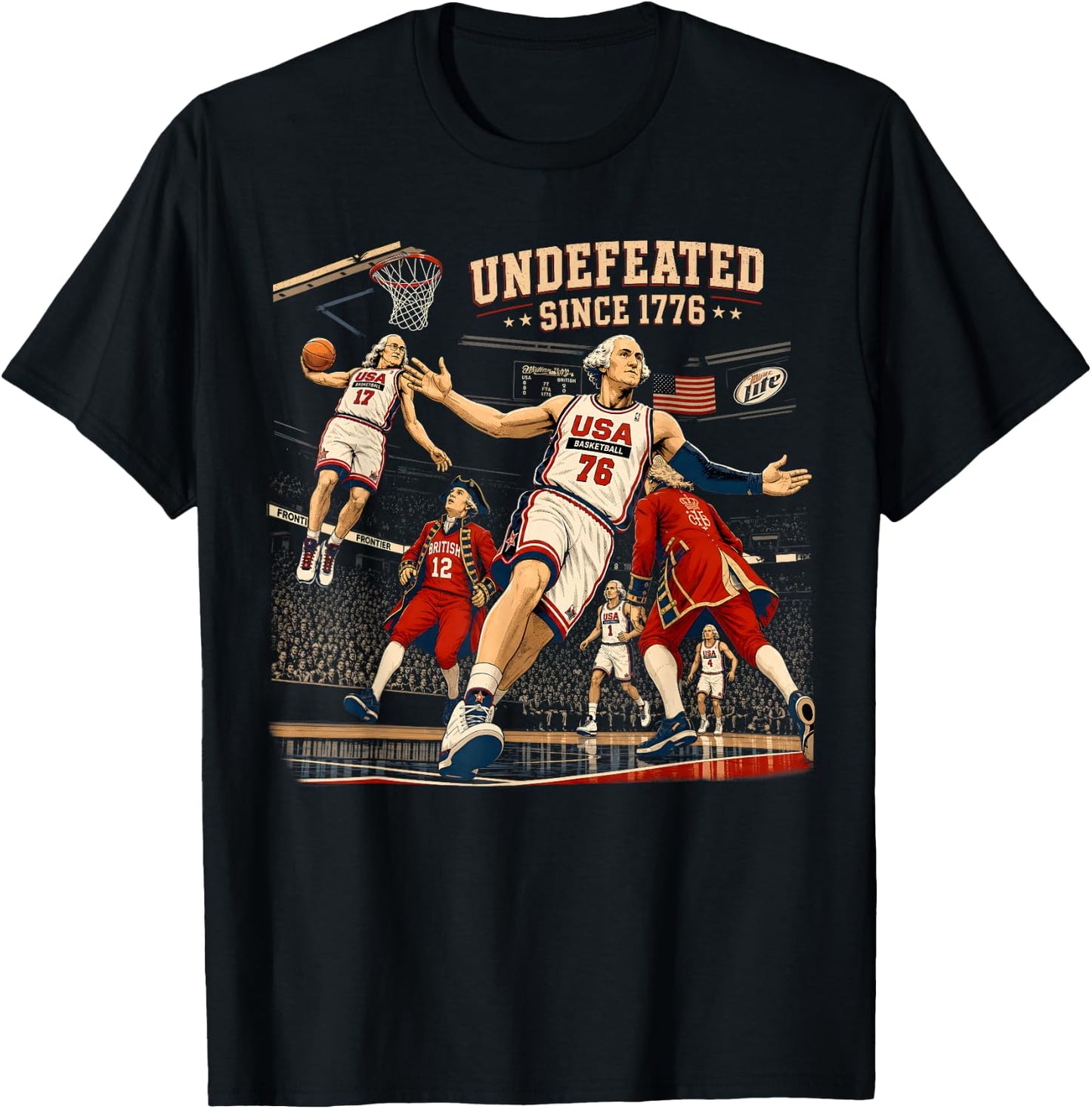 4th of July Basketball Undefeated Since 1776 250 Years Funny T-Shirt - T-Shirt | Black