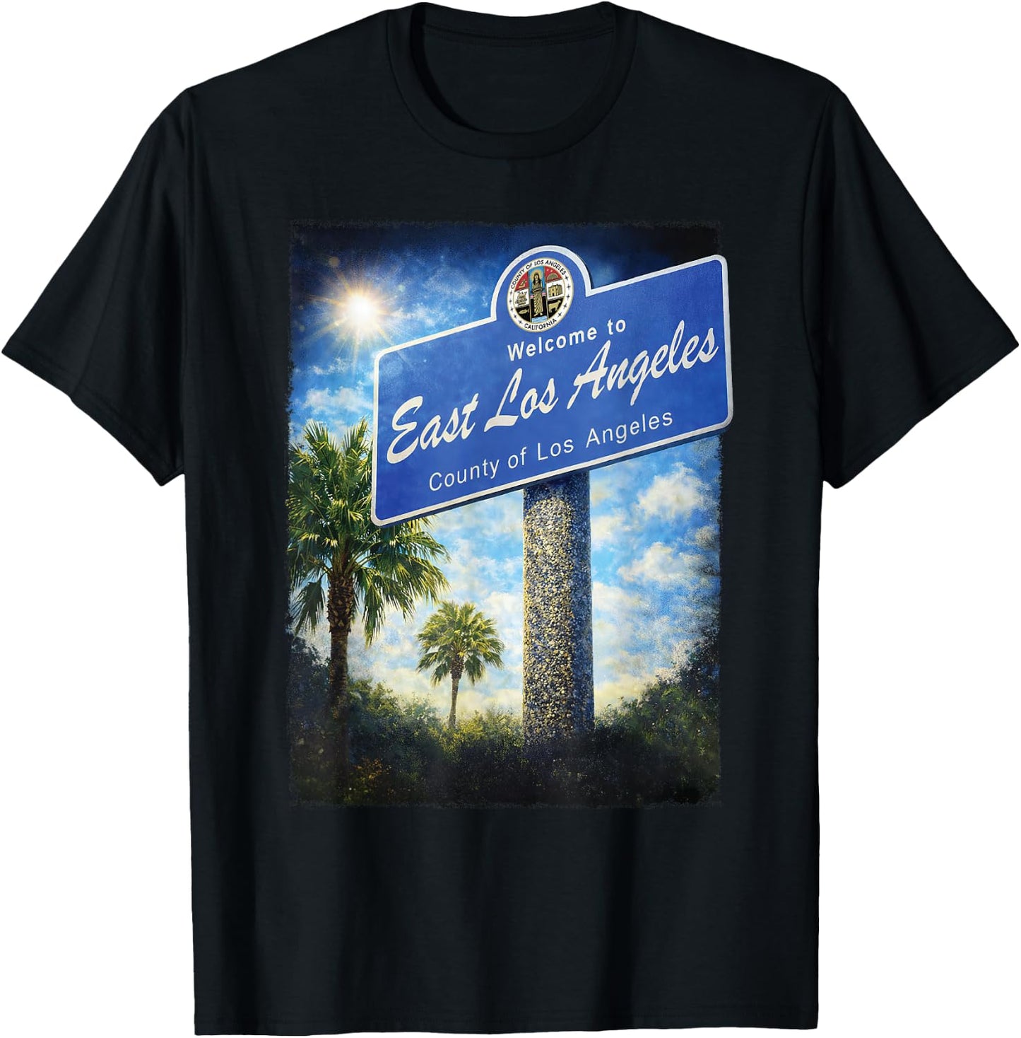 East Los Angeles California Boyle Heights 323 Street Sign T-Shirt - T-Shirt | Black