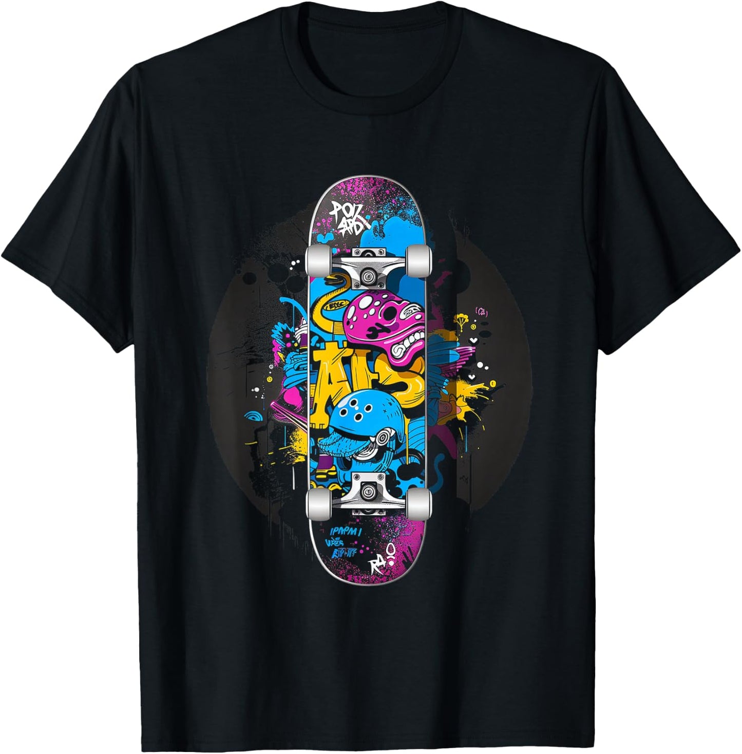 Skateboard Graffiti Skater T-Shirt - T-Shirt | Black