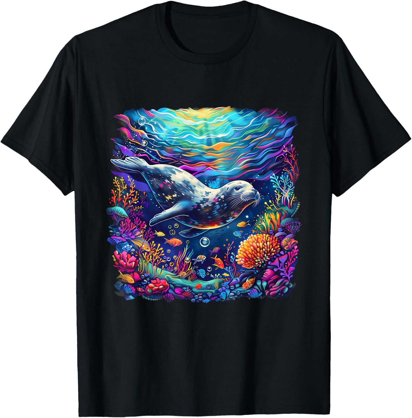 Seal Artwork Marine Mammal Sea Ocean Animal Ocean Sea Seal T-Shirt - T-Shirt | Black