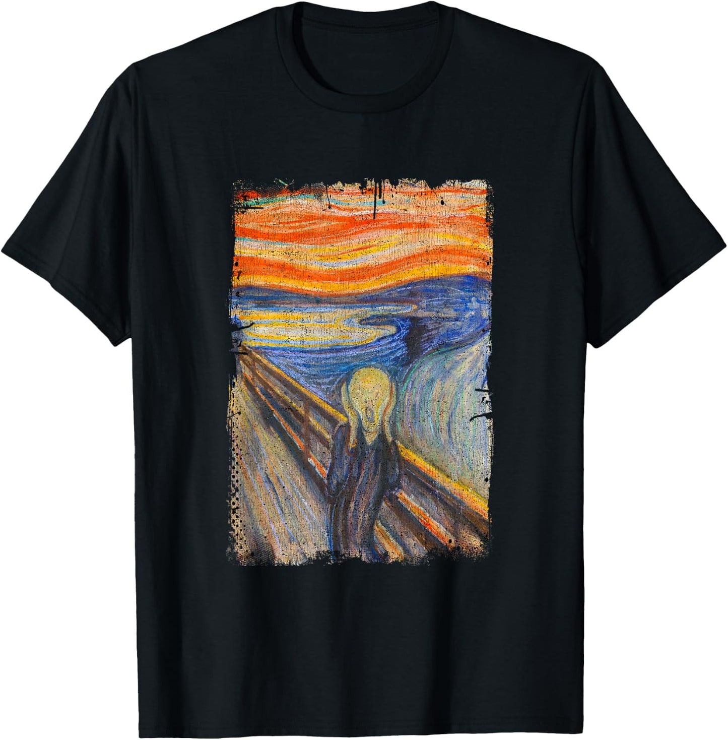 The Scream by Edvard Artist Munch Famous Painting T-Shirt - T-Shirt | Black