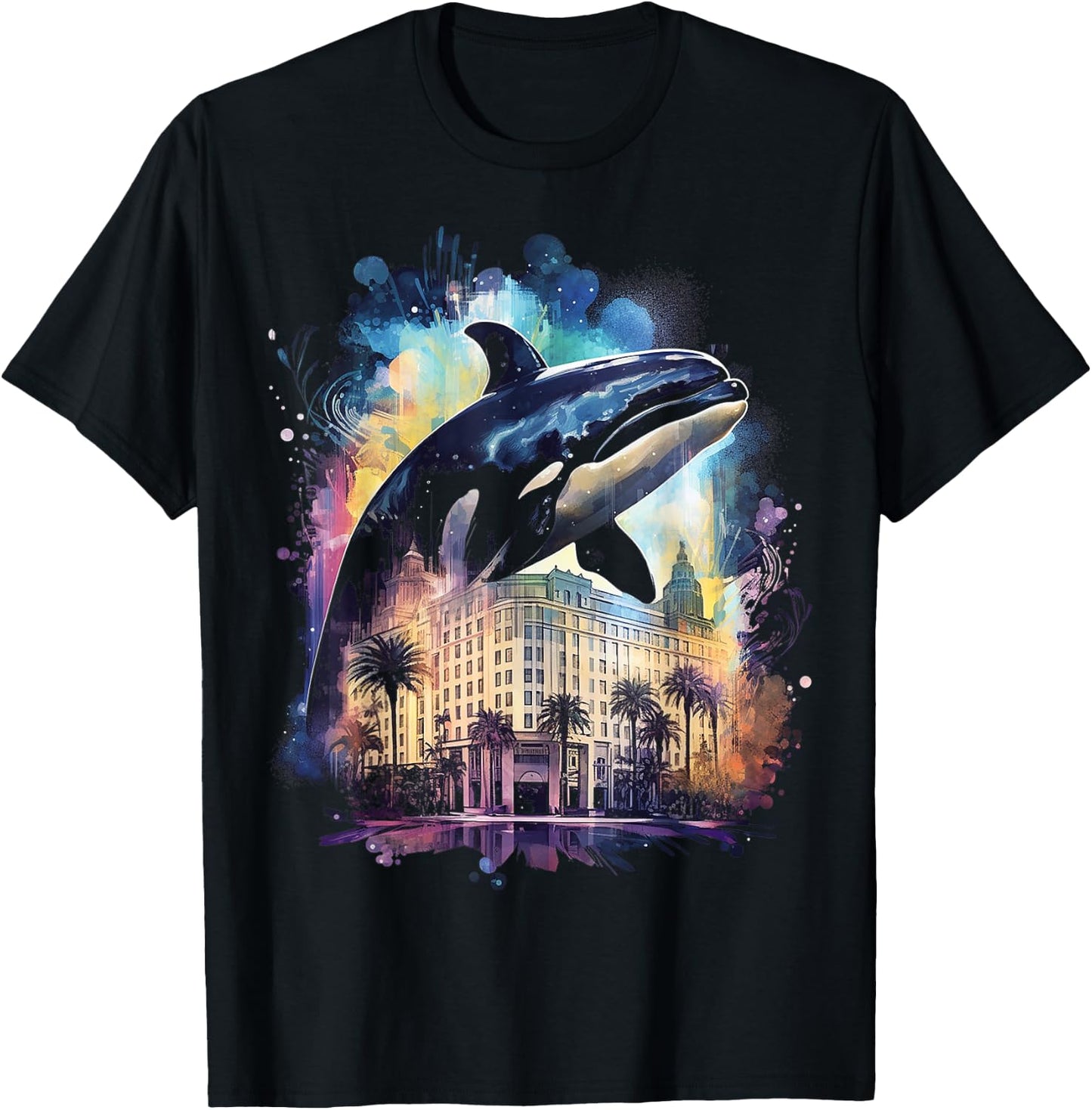 Whale Nature Abstract Animal Painting Art Graphic Whale T-Shirt - T-Shirt | Black
