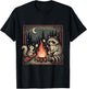 Forest Animals by the Campfire – Cozy Squirrel and Raccoon T-Shirt - T-Shirt | Black
