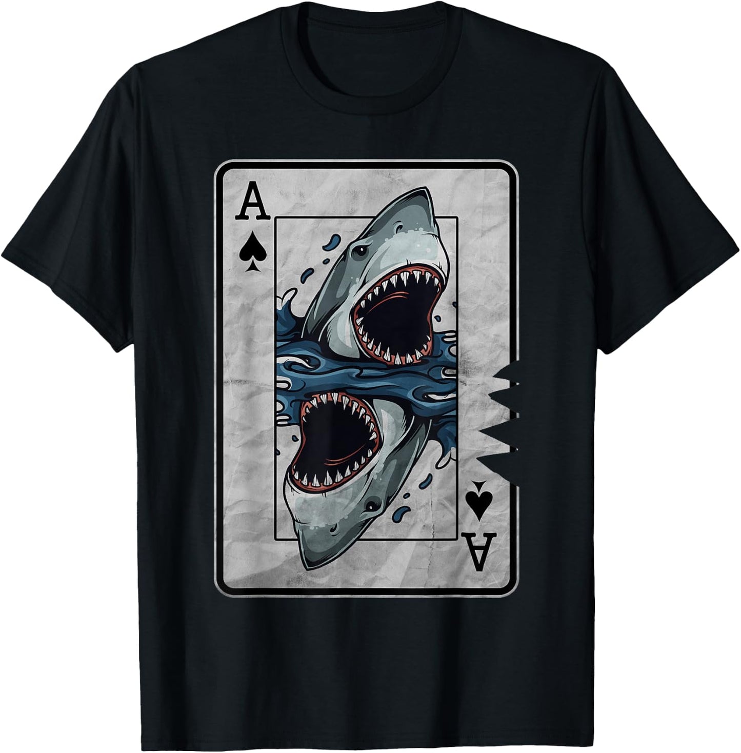 Poker Card Great White Shark T-Shirt - T-Shirt | Black