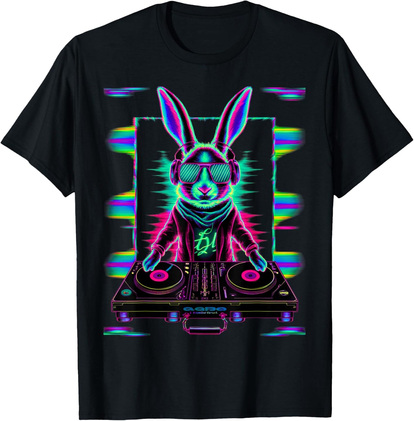 House Music Festival Bunny DJ Techno Rave EDM Osterhase T-Shirt - T-Shirt | Black