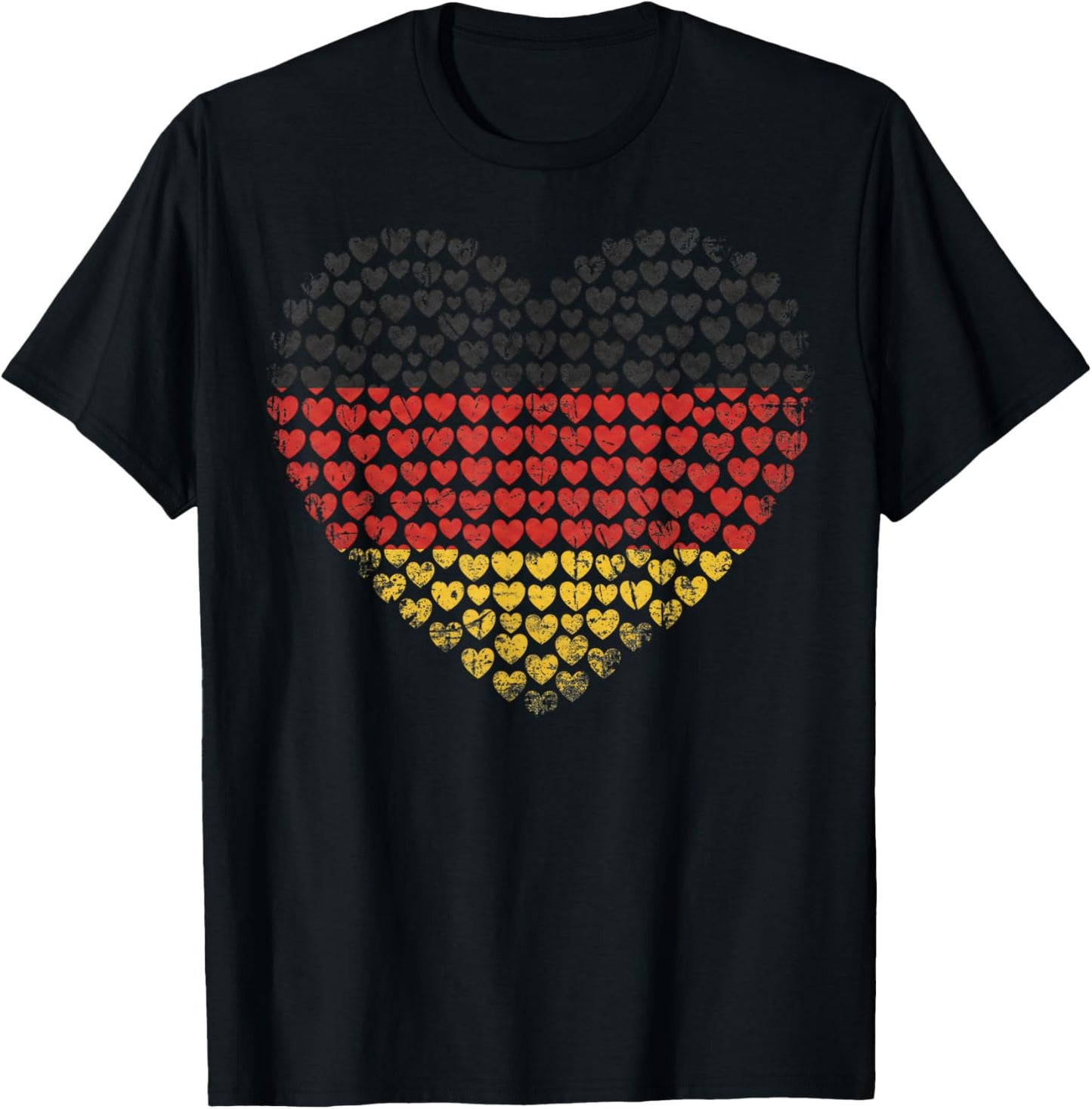 Deutschland Flaggenherz aus kleinen Herzen Schwarz Rot Gold T-Shirt - T-Shirt | Black