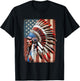 Native American Indian USA American Flag Indigenous Chief T-Shirt - T-Shirt | Black