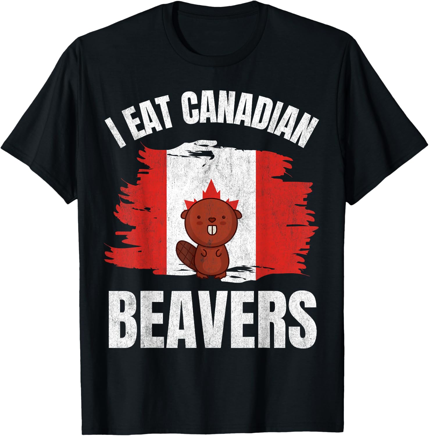 Funny Canadian Beaver, Funny Canada T-Shirt - T-Shirt | Black