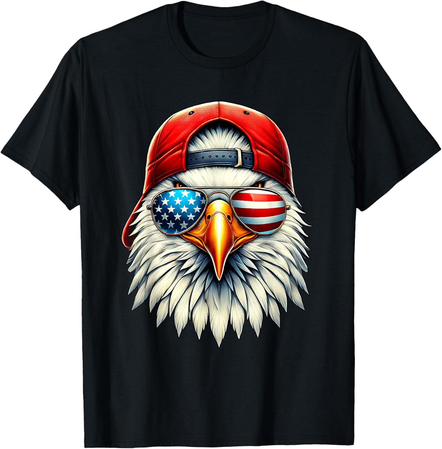 Cool Eagle American Flag USA Funny 4th Of July Fourth Boys T-Shirt - T-Shirt | Black