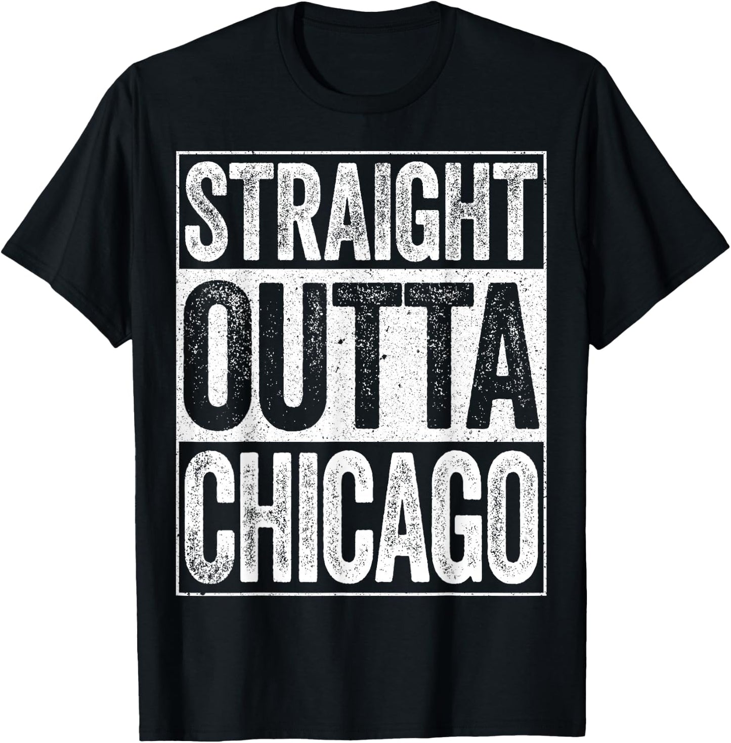 Straight Outta Chicago Shirt Men Women Kids Illinois State T-Shirt - T-Shirt | Black