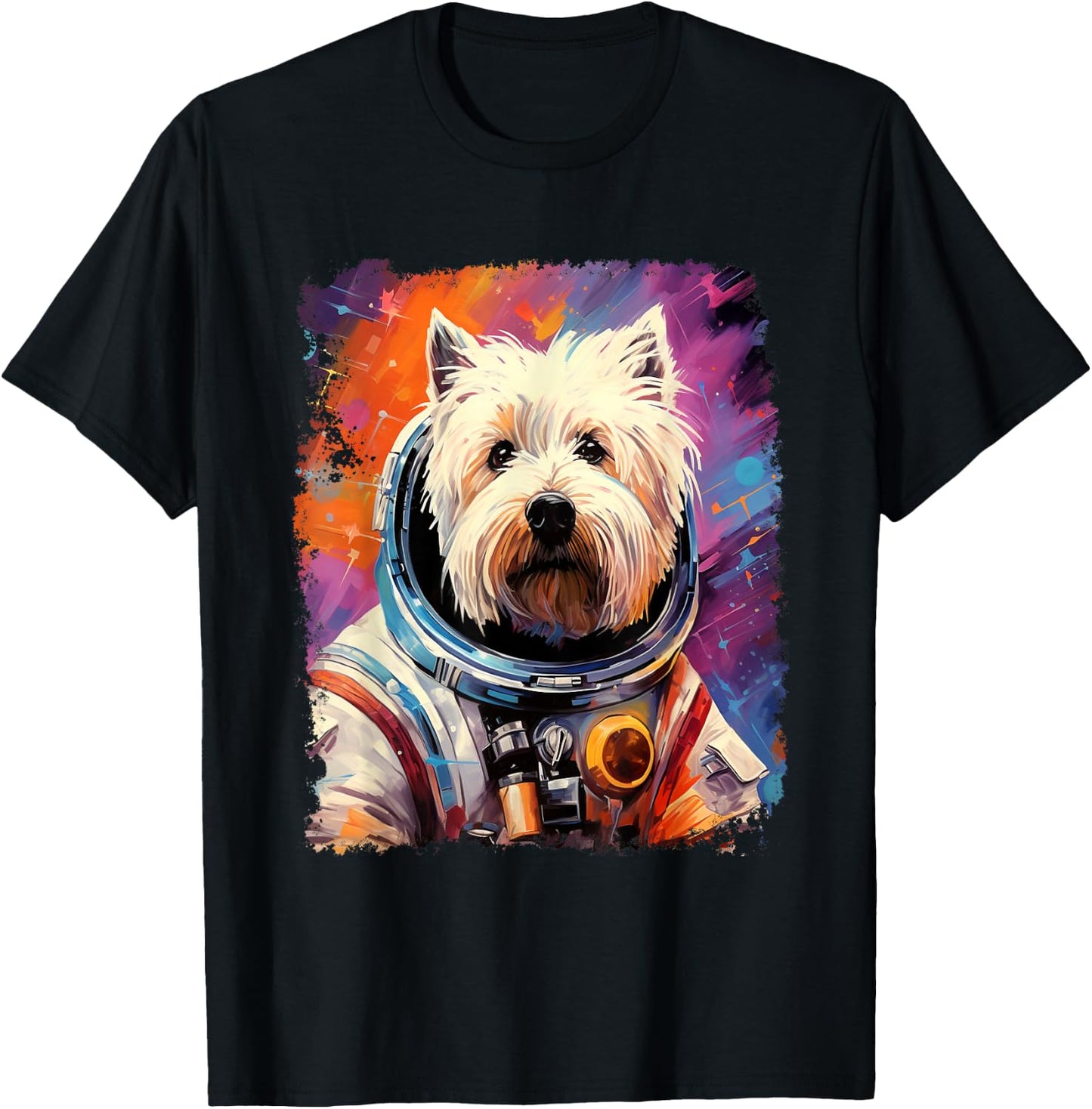 Westie Dog West Highland White Terrier Space T-Shirt - T-Shirt | Black