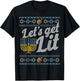Funny Ugly Hanukkah Sweater Shirt Let's Get Lit drinking T-Shirt - T-Shirt | Black