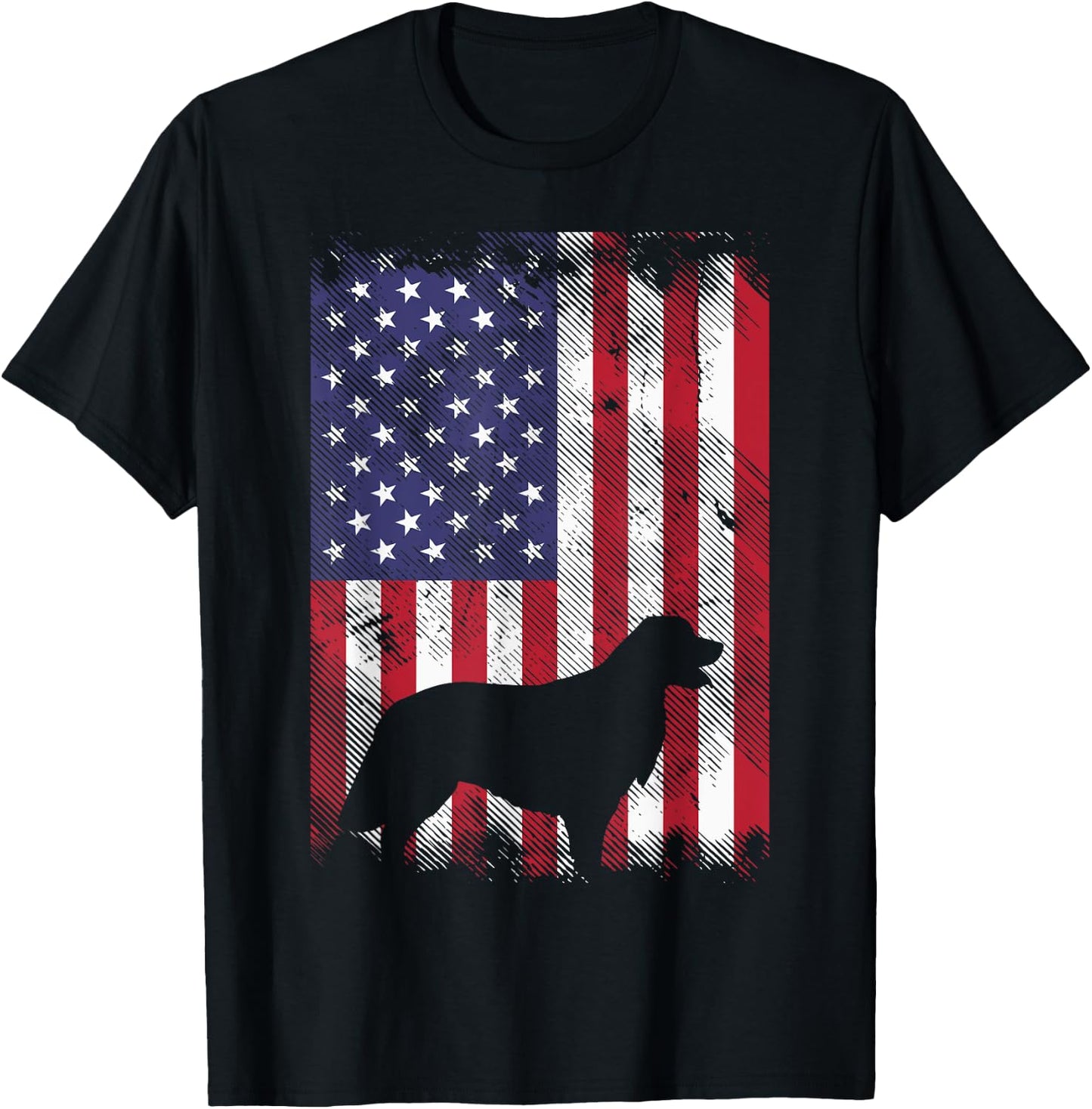 America Flag Golden Retriever 4th Of July US Patriotic Dog T-Shirt - T-Shirt | Black