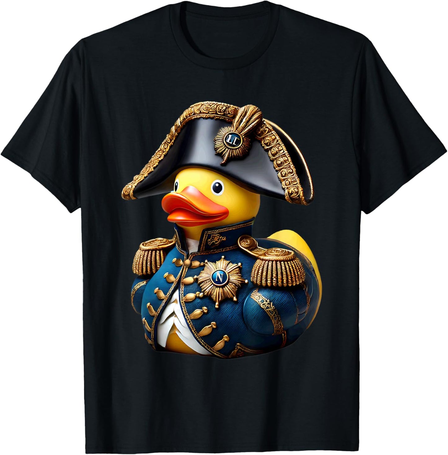 Blue Cartoon Halloween Funny Rubber Duck Dressed as Napoleon Bonaparte Short Sleeve Small T-Shirt - T-Shirt | Black