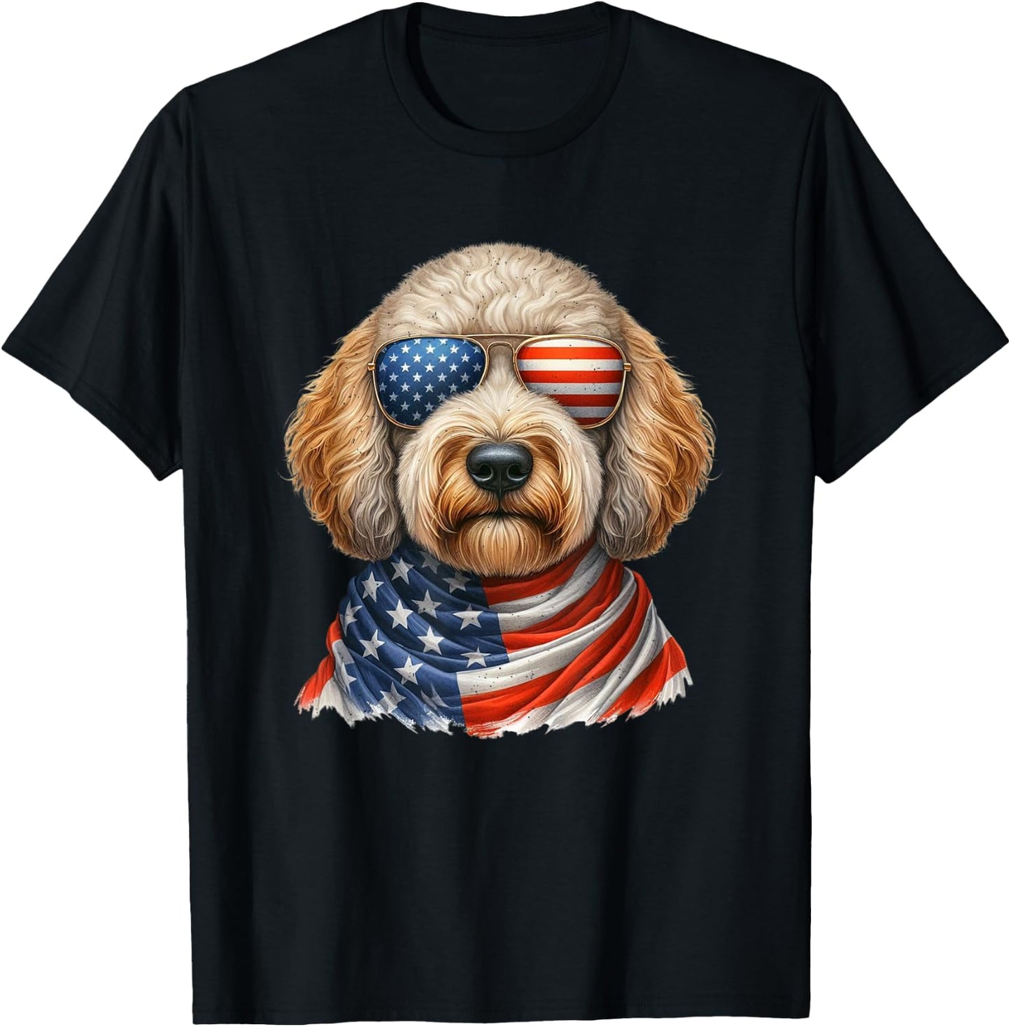 Labradoodle American Flag 4th Of July Patriotic Dog Lover T-Shirt - T-Shirt | Black