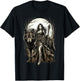 Fantasy Kriegerin Wolf Vollmond Gothic Motiv T-Shirt - T-Shirt | Black