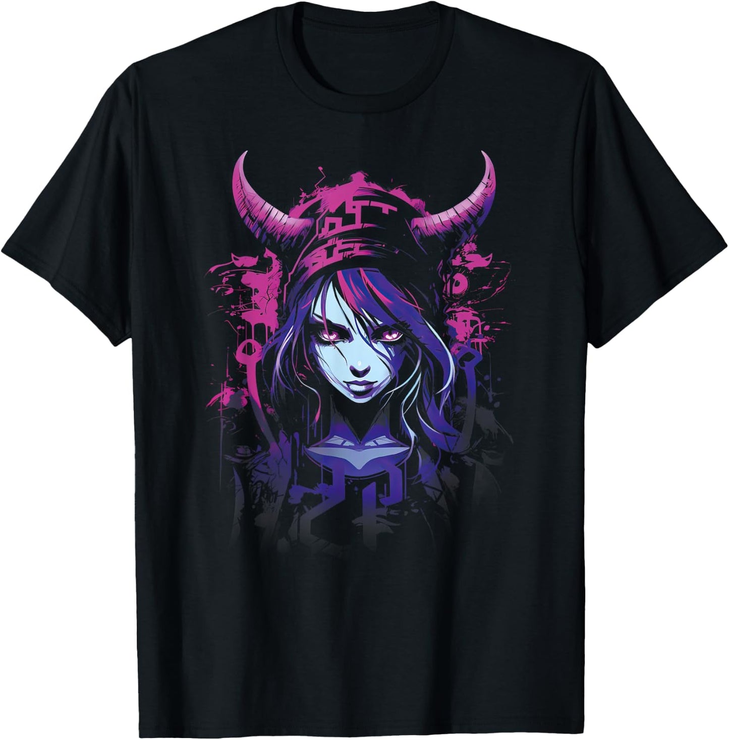 Anime Goth Girl Aesthetic Dark Pastel Angular Manga T-Shirt - T-Shirt | Black