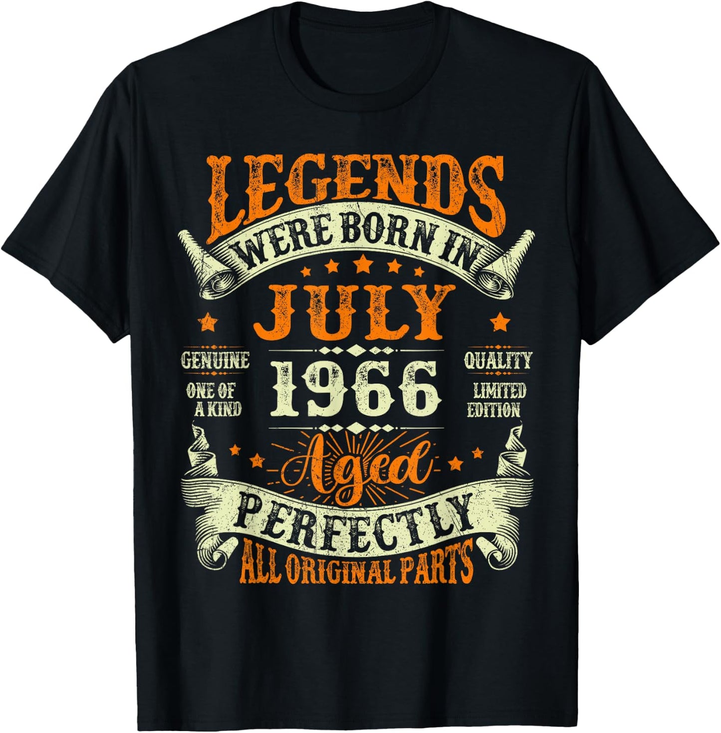 Legends were Born in July 1966 Retro 60th Birthday Men Women T-Shirt - T-Shirt | Black