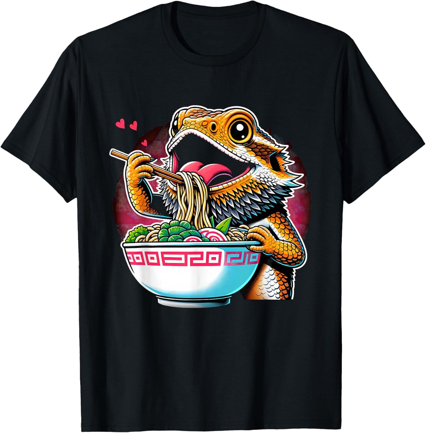 Kawaii Anime Bearded Dragon Ramen T-Shirt - T-Shirt | Black