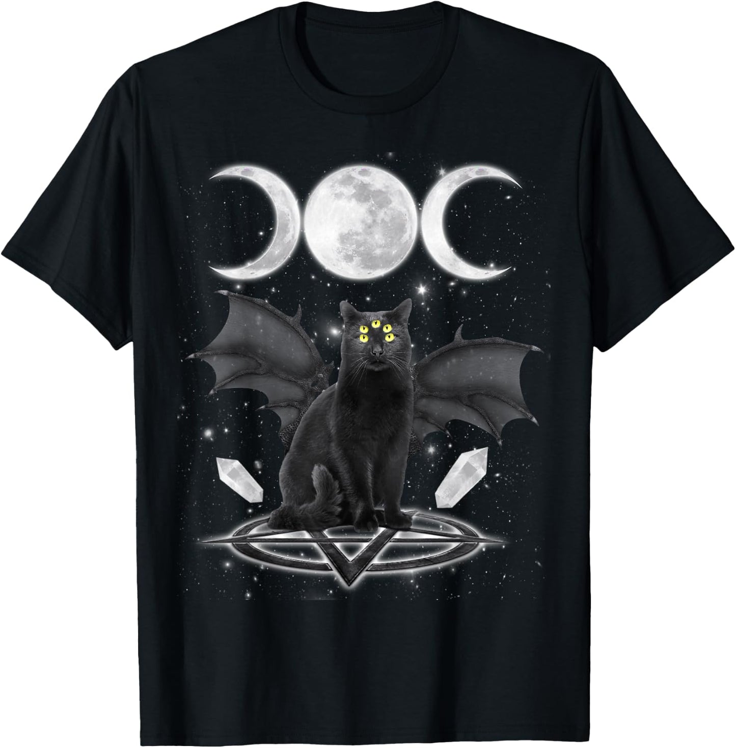 Triple Moon Witch Cat Wicca Wiccan Pagan Symbol Halloween Women Kids T-Shirt - T-Shirt | Black