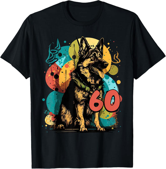 German Shepherd Dog 60th Birthday Themed Party 60 Year Old T-Shirt - T-Shirt | Black