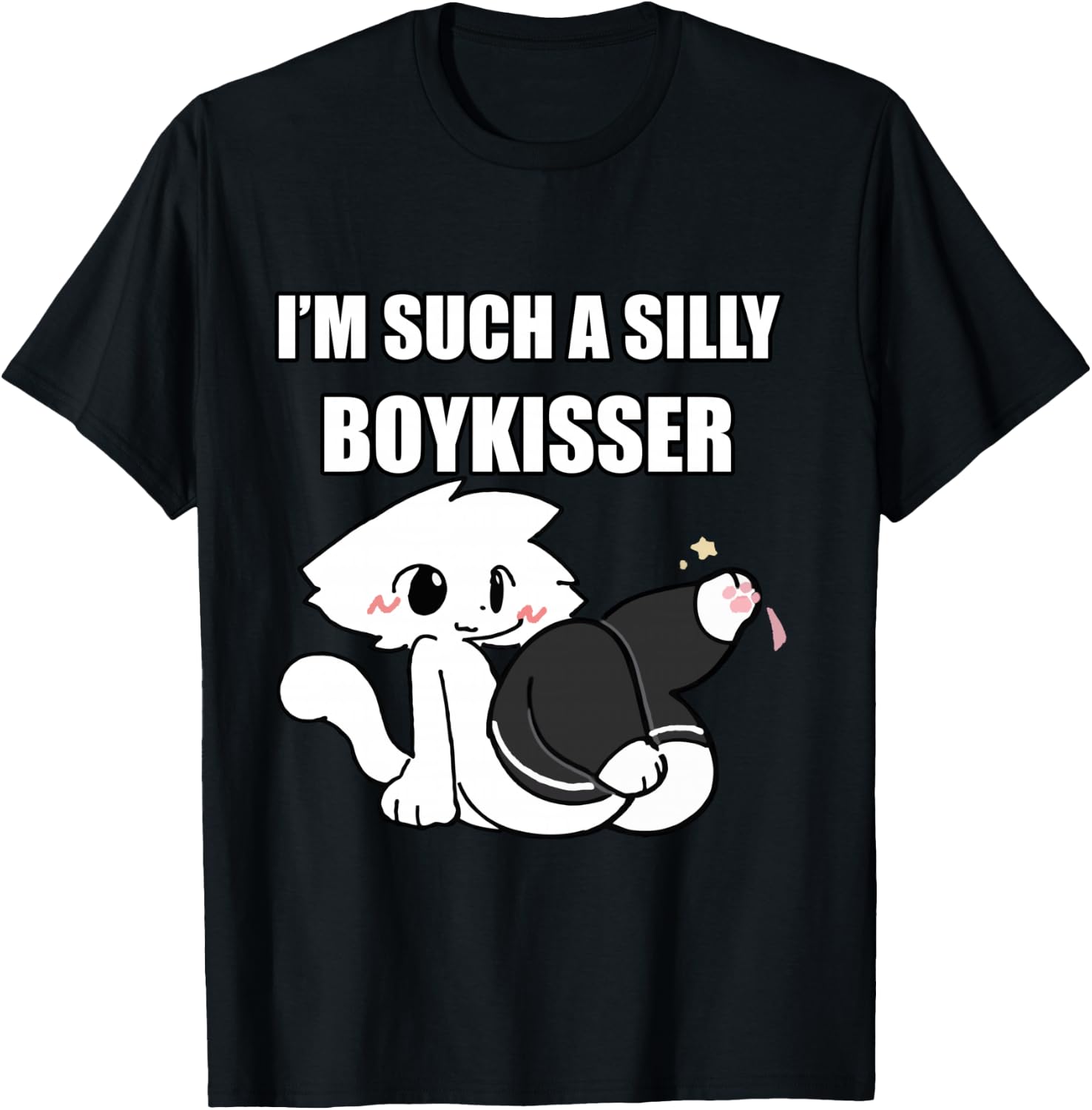 Dumme Junge Kisser Meme Femboy Homosexuell Stolz LGBTQ Langarmshirt T-Shirt - T-Shirt | Black