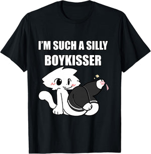 Dumme Junge Kisser Meme Femboy Homosexuell Stolz LGBTQ Langarmshirt T-Shirt - T-Shirt | Black