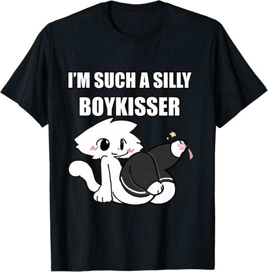 Dumme Junge Kisser Meme Femboy Homosexuell Stolz LGBTQ Langarmshirt T-Shirt - T-Shirt | Black