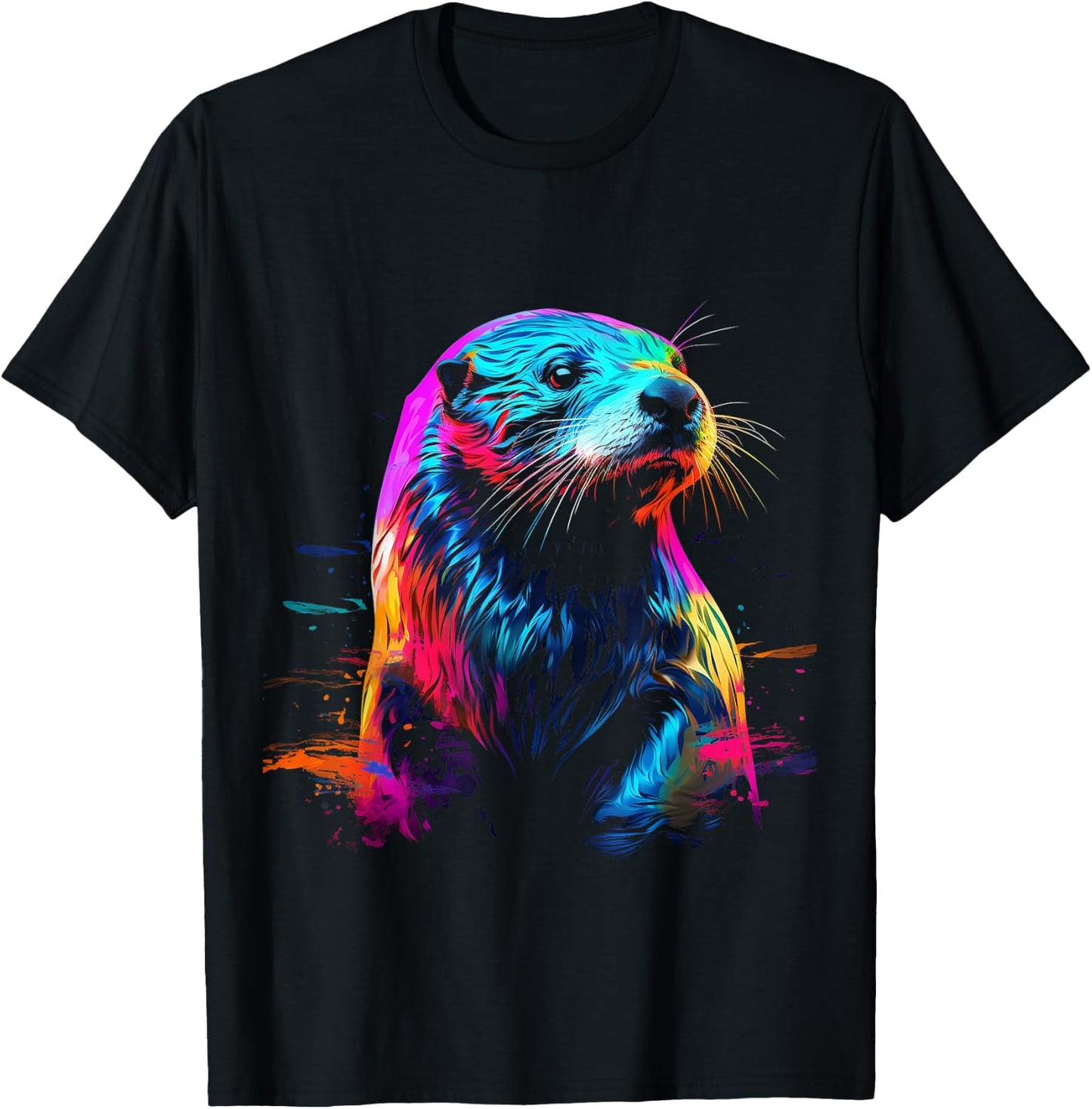 Otter Wildlife Colorful Design Otter Lover Wildlife Otter T-Shirt - T-Shirt | Black
