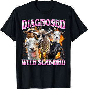 ADHD Slay-Dhd Funny Goat Adult Humor Gay Bootleg Men Women T-Shirt - T-Shirt | Black